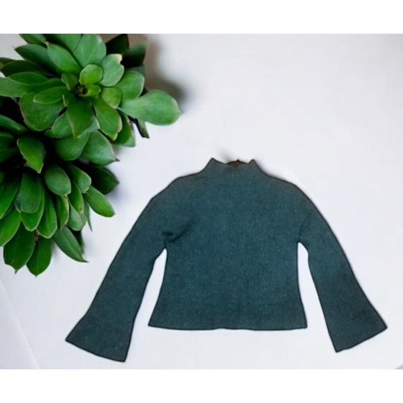 & Other Stories Sweater Mohair /Wool,Dark green Mock Neck, flared sleeve at hem - Picture 1 of 11